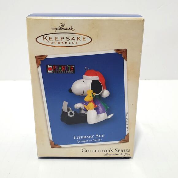 Vtg 2002 Hallmark Keepsake Peanuts Snoopy "Literary Ace" Christmas Ornament - Picture 1 of 15